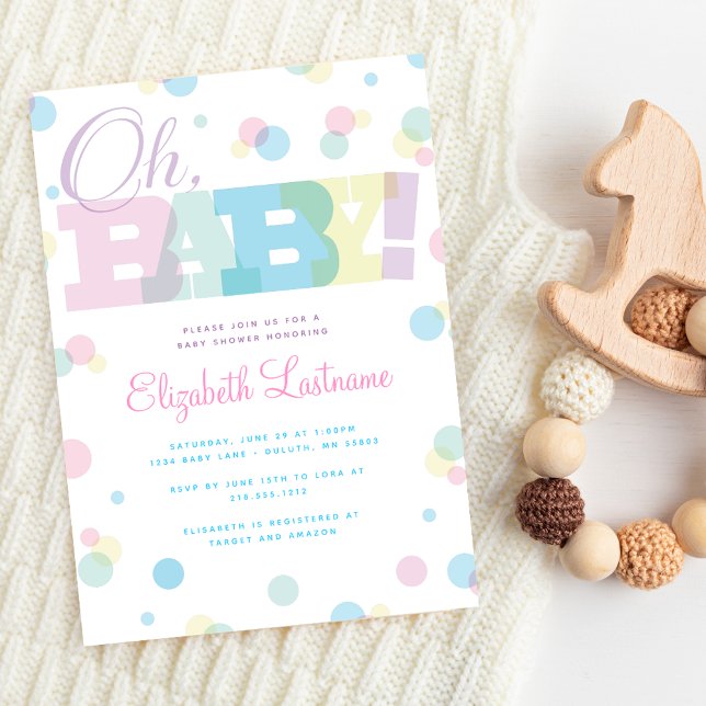 Pastel Oh Baby Baby Shower-inbjudan Inbjudningar (Skapare uppladdad)