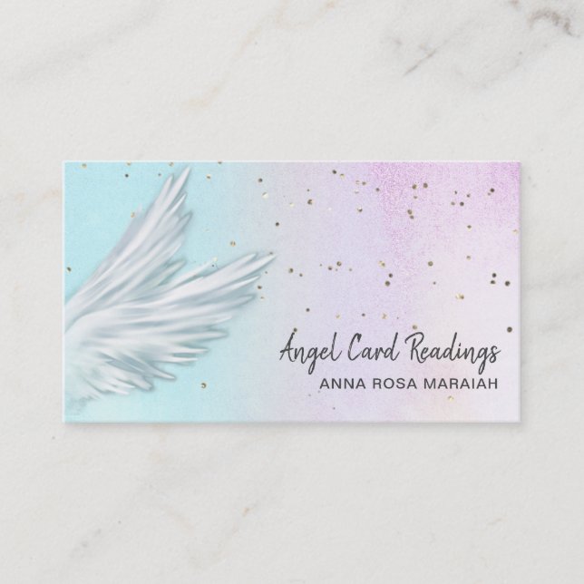 *~* Pastel Ombre Angel Vinge Starry Rainbow Visitkort (Framsida)