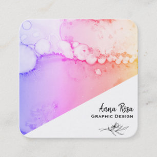 *~* Pastel Ombre Blommigt Marble Abstrakt Organic Fyrkantigt Visitkort