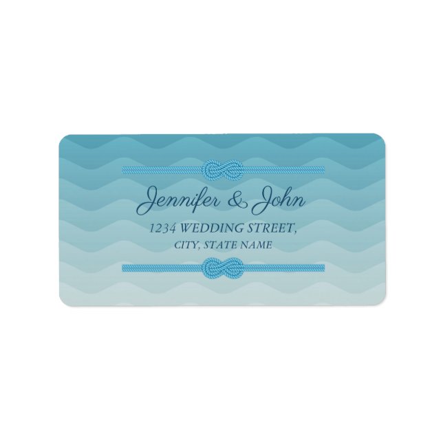 Pastel Ombre blue Wave Bröllop Returadress Adressetikett (Framsidan)