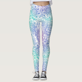 Pastel Ombre Boho Mandala Mönster Leggings