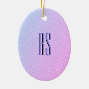 Pastel Ombre Glitter Monogram Julgransprydnad Keramik