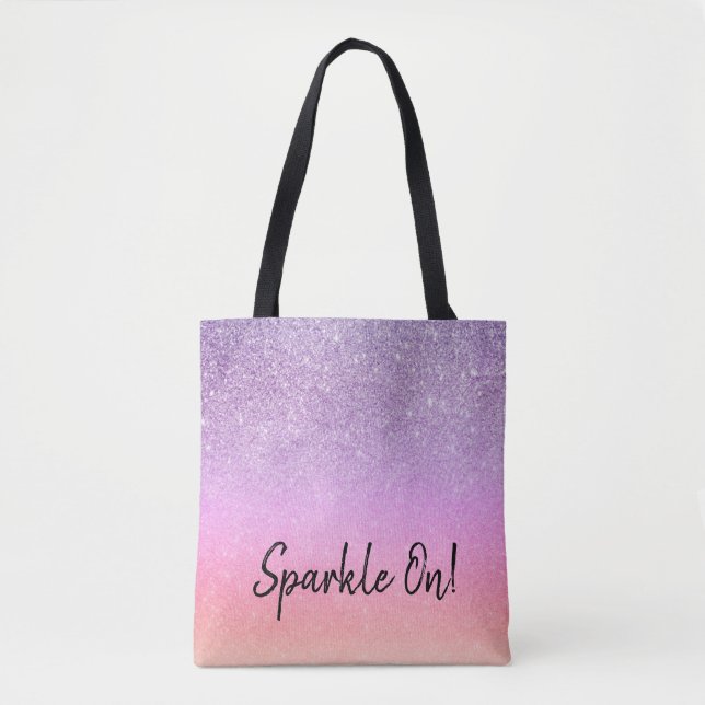 *~* Pastel Ombre Glitter Peach Lila Tygkasse (Framsida)