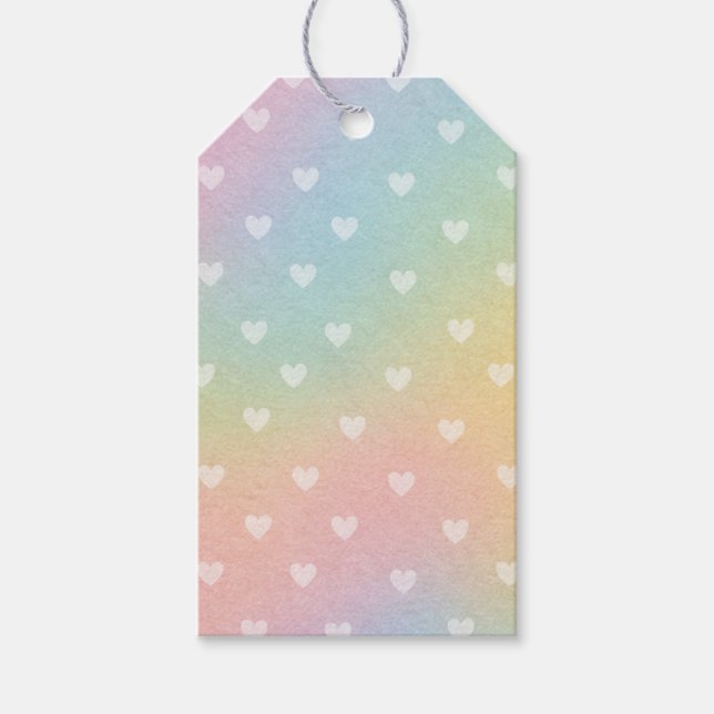 Pastel Ombre Hearts Mönster Gift Märkres Presentetikett (Framsidan)