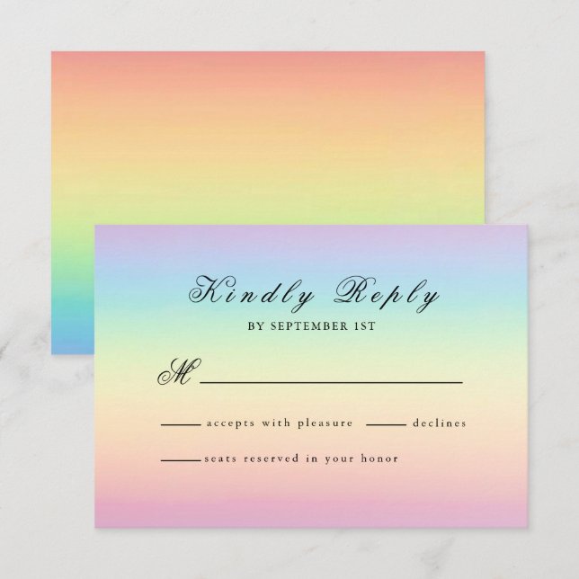 Pastel Ombre Rainbow Färg Bröllop OSA Card (Fram/baksida)