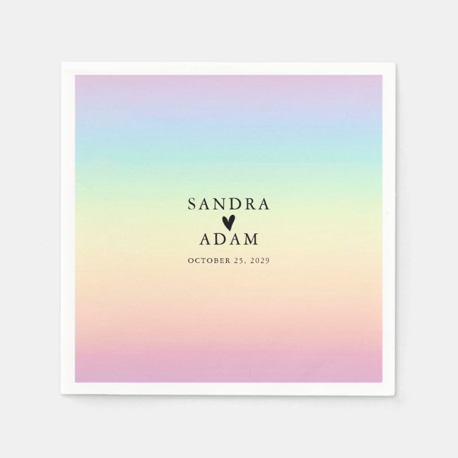Pastel Ombre Rainbow Färg Bröllop Pappersservett (Framsidan)