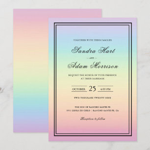 Pastel Ombre Rainbow Färg bröllopsinbjudan Inbjudningar