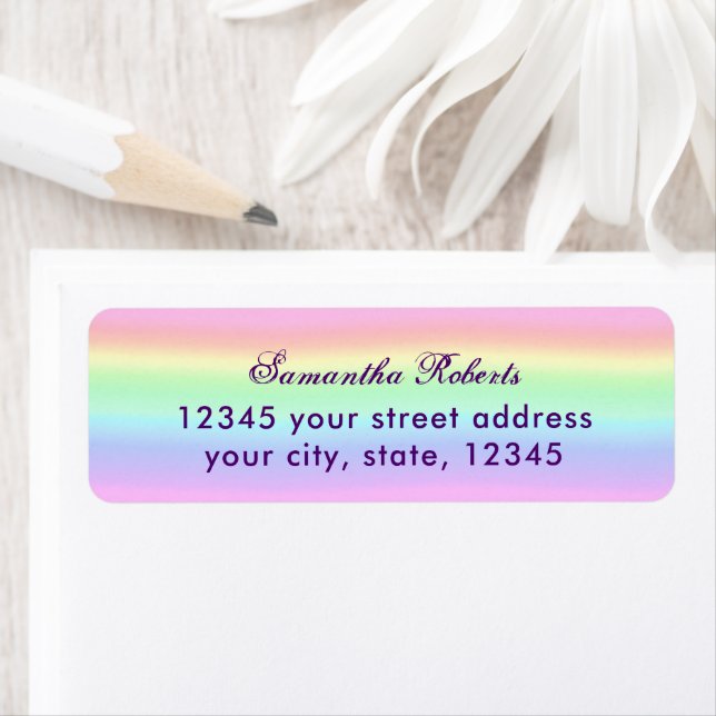 Pastel Ombre Rainbow Returadress Returadress Etikett (Insitu)