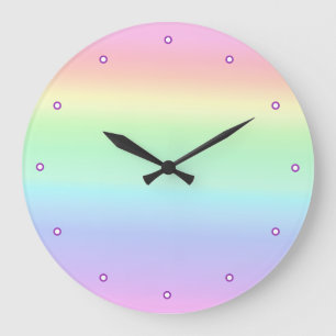 Pastel Ombre Rainbow Stor Klocka