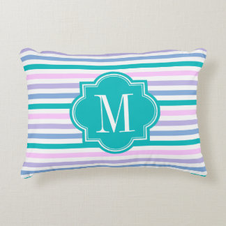 Pastel Ombre Rand med Teal Monogram Prydnadskudde