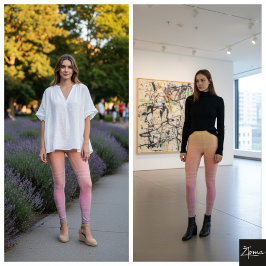 Pastel Ombre Vertical Plaid Gradient Texture Leggings