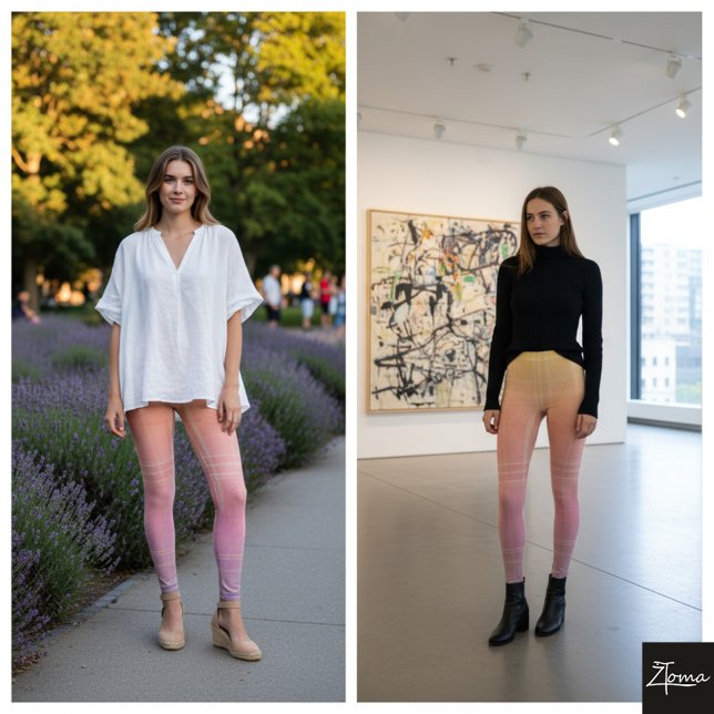 Pastel Ombre Vertical Plaid Gradient Texture Leggings (Skapare uppladdad)