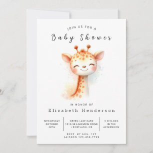 Pastel Online Giraffe Baby Shower Inbjudningar