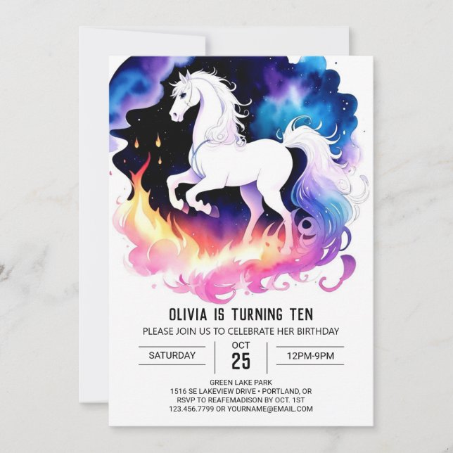 Pastel Online Horse Birthday Inbjudningar (Framsida)