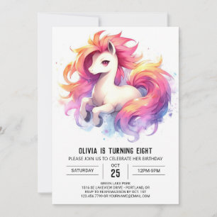 Pastel Online Horse Birthday Inbjudningar
