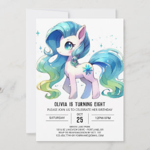Pastel Online Horse Birthday Inbjudningar