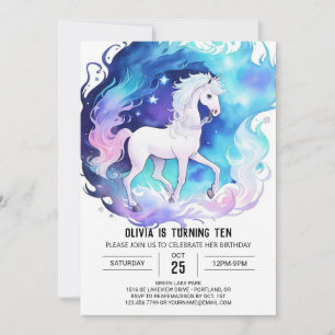 Pastel Online Horse Birthday Inbjudningar