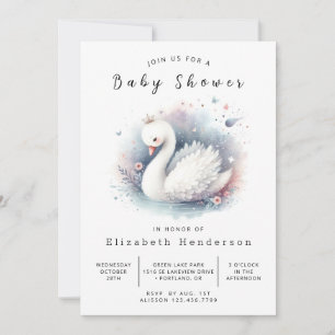 Pastel Online Svan Baby Shower Inbjudningar