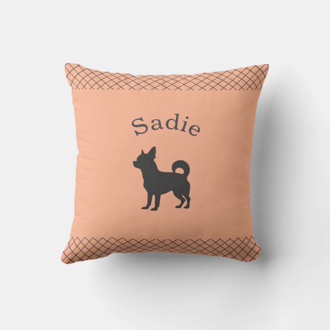 Pastel Orange Chihuahua | Personalized Matching Kudde (Baksida)