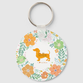 Pastel Orange Dachshund Custom Name & Photo Nyckelring