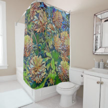 Pastel Orange Flowers Shower Curtain