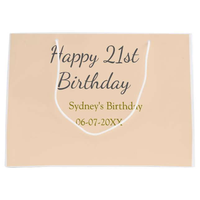 Pastel orange gray happy 21st birthday name date (Framsidan)