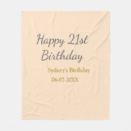 Pastel orange gray happy 21st birthday name date fleecefilt