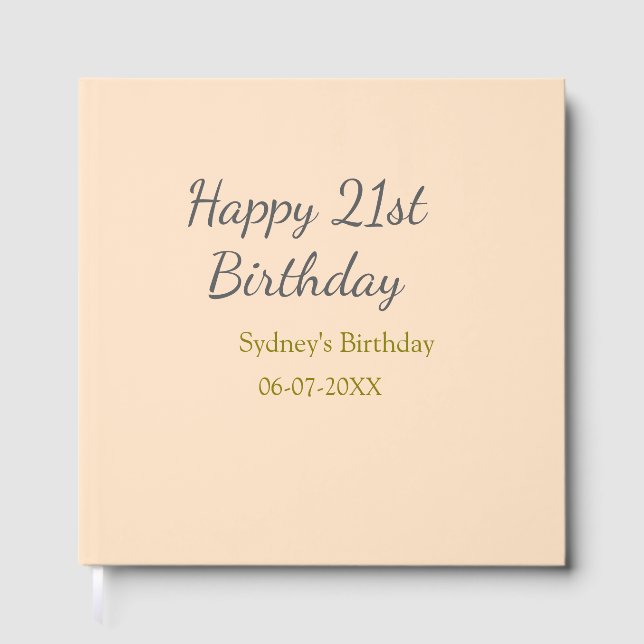 Pastel orange gray happy 21st birthday name date gästböcker (Framsida)