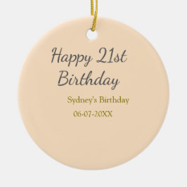 Pastel orange gray happy 21st birthday name date julgransprydnad keramik