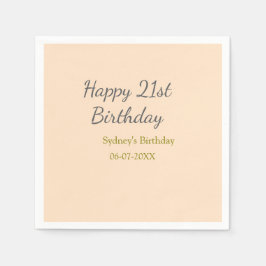 Pastel orange gray happy 21st birthday name date pappersservett