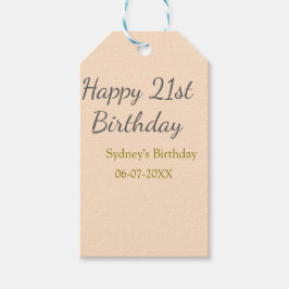 Pastel orange gray happy 21st birthday name date presentetikett
