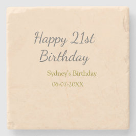Pastel orange gray happy 21st birthday name date stenunderlägg