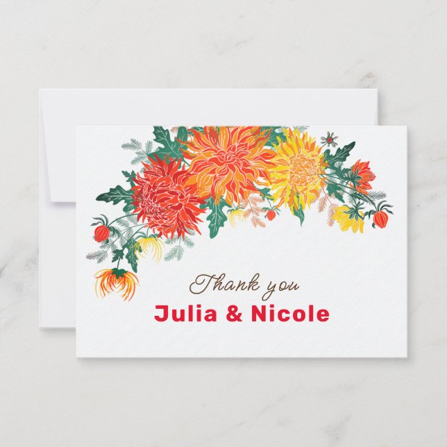 Pastel Orange Gult Vår Dahlia Flowers Bröllop (Framsida)