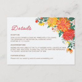Pastel Orange Gult Vår Dahlia Flowers Bröllop Tilläggskort