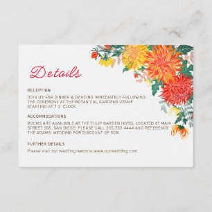 Pastel Orange Gult Vår Dahlia Flowers Bröllop Tilläggskort