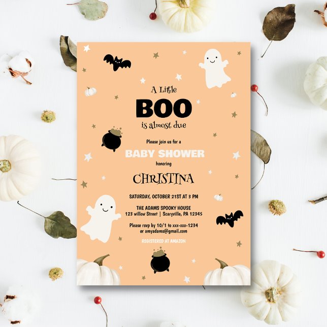 Pastel Orange Halloween Little Boo Baby Shower Inbjudningar (Skapare uppladdad)