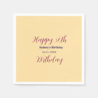 Pastel orange happy 30th birthday name date purple pappersservett