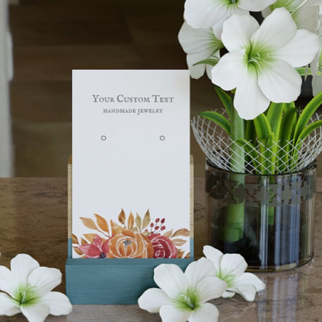 Pastel Orange Höstblomning Öronäring Visitkort (Skapare uppladdad)