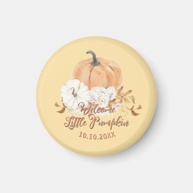 Pastel Orange Little Pumpkin Baby Shower Magnet (Framsidan)
