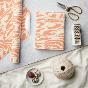 Pastel Orange och Cream Tiger Rand Presentpapper
