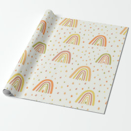 Pastel Orange och Gult Boho Rainbows Mönster Presentpapper
