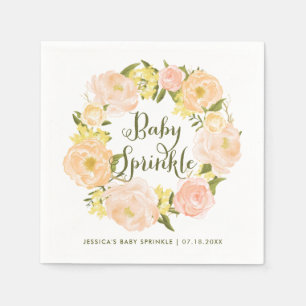 Pastel Orange Peonies Wandan Baby Sprinkle Pappersservett