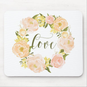 Pastel Orange Peonies Wandeans   Kärlek Lettering Musmatta