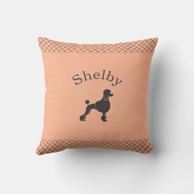 Pastel Orange Poodle Personalized Matching Kudde (Baksida)