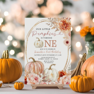 Pastel Orange Pumpkin är på väg en födelsedag Inbjudningar