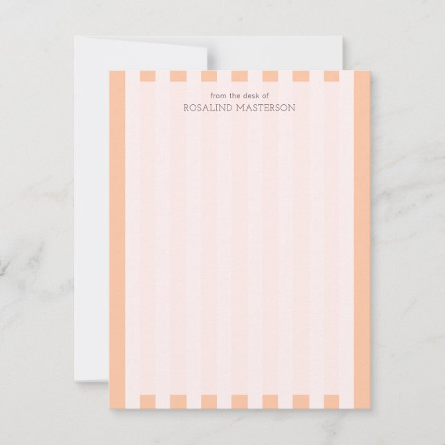 Pastel Orange Rand Elegant Monogram Anteckningskort (Framsida)