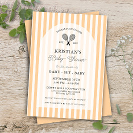 Pastel Orange Tennis Land Klubb Baby Shower Inbjudningar