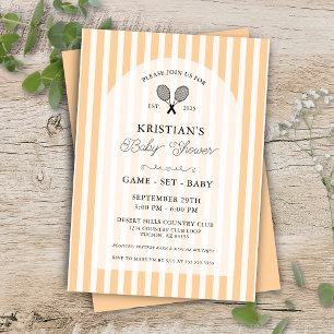 Pastel Orange Tennis Land Klubb Baby Shower Inbjudningar