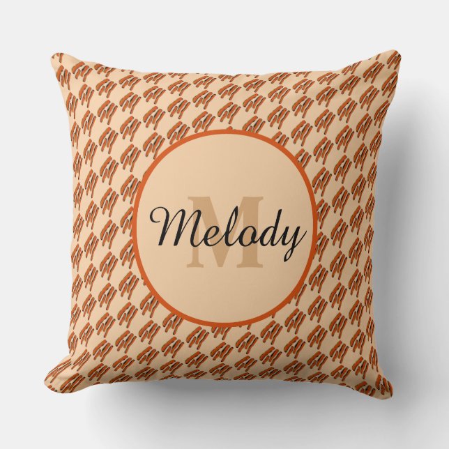 Pastel & orangeGold Leopard Animal Print Monogram Kudde (Framsida)
