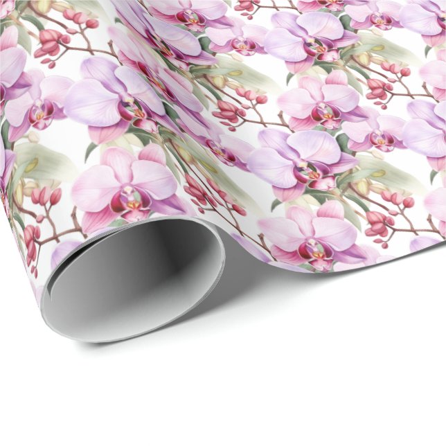Pastel Orchids Presentpapper (Rullad Hörn)